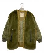 etsintaエシンタ）の古着「ボア切り替えコート」｜カーキ