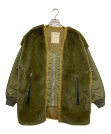 etsinta（エシンタ）の古着「ボア切り替えコート」｜カーキ