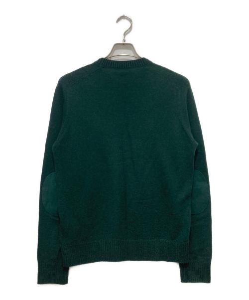 PRADA（プラダ）PRADA (プラダ) カシミヤ混レザーパッチニット グリーン サイズ:48の古着・服飾アイテム