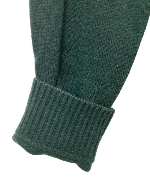 PRADA（プラダ）PRADA (プラダ) カシミヤ混レザーパッチニット グリーン サイズ:48の古着・服飾アイテム