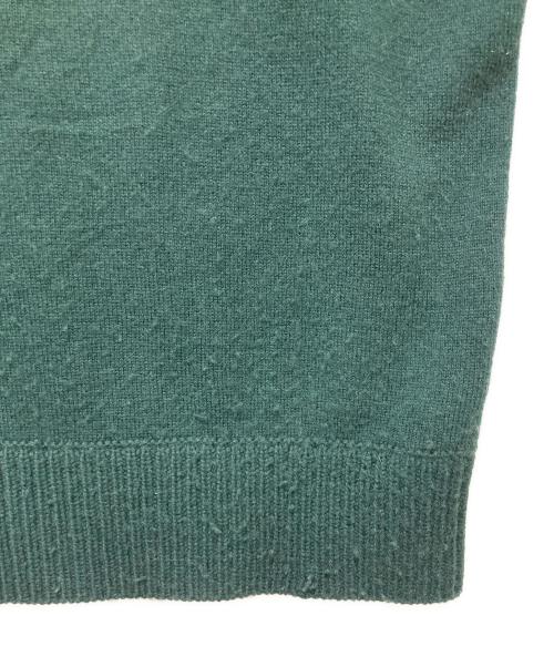 PRADA（プラダ）PRADA (プラダ) カシミヤ混レザーパッチニット グリーン サイズ:48の古着・服飾アイテム