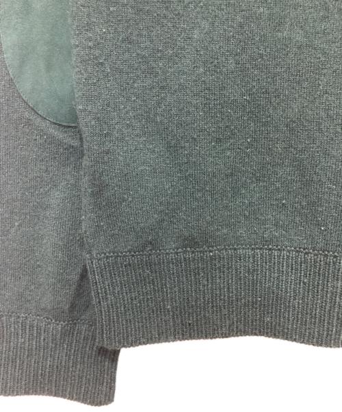 PRADA（プラダ）PRADA (プラダ) カシミヤ混レザーパッチニット グリーン サイズ:48の古着・服飾アイテム