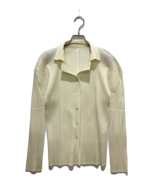 PLEATS PLEASE（プリーツプリーズ）PLEATS PLEASE (プリーツプリーズ) プリーツ加工オープンカラーシャツ アイボリー サイズ:3の古着・服飾アイテム