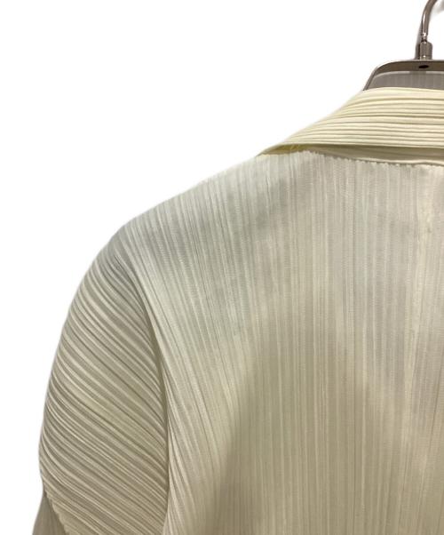 PLEATS PLEASE（プリーツプリーズ）PLEATS PLEASE (プリーツプリーズ) プリーツ加工オープンカラーシャツ アイボリー サイズ:3の古着・服飾アイテム