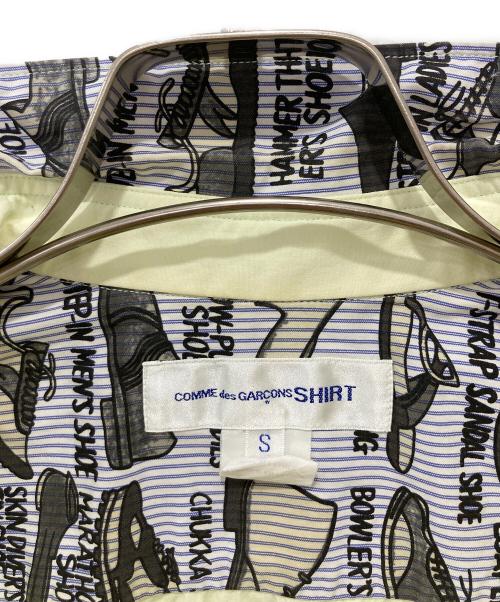 COMME des GARCONS SHIRT（コムデギャルソンシャツ）COMME des GARCONS SHIRT (コムデギャルソンシャツ) 襟プリント長袖シャツ ライトグリーン サイズ:Sの古着・服飾アイテム