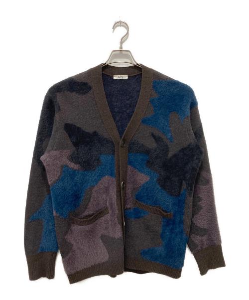 saby（サバイ）saby (サバイ) WATER SURFACE PATTERN KNIT CARDIGAN ブラウン×ネイビー サイズ:Sの古着・服飾アイテム