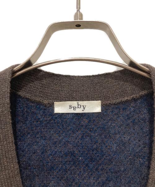 saby（サバイ）saby (サバイ) WATER SURFACE PATTERN KNIT CARDIGAN ブラウン×ネイビー サイズ:Sの古着・服飾アイテム