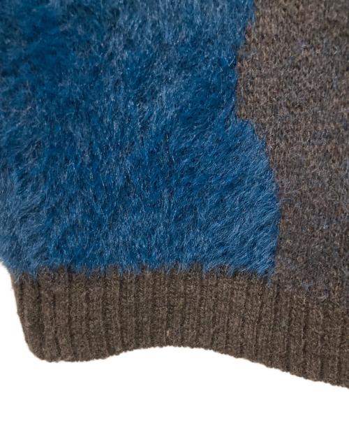 saby（サバイ）saby (サバイ) WATER SURFACE PATTERN KNIT CARDIGAN ブラウン×ネイビー サイズ:Sの古着・服飾アイテム