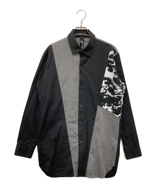 GROUND Y（グラウンドワイ）GROUND Y (グラウンドワイ) Diagonal Switching Shirt ブラック サイズ:3の古着・服飾アイテム
