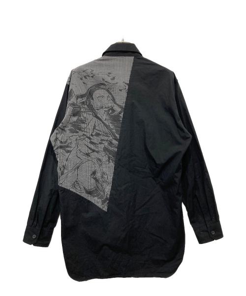 GROUND Y（グラウンドワイ）GROUND Y (グラウンドワイ) Diagonal Switching Shirt ブラック サイズ:3の古着・服飾アイテム