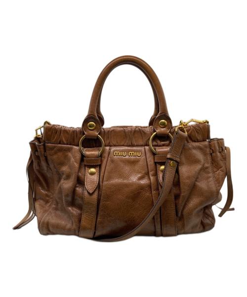 MIU MIU（ミュウミュウ）MIU MIU (ミュウミュウ) ヴィッテロ・リュクス2WAYレザーバッグ ブラウン サイズ:下記参照の古着・服飾アイテム