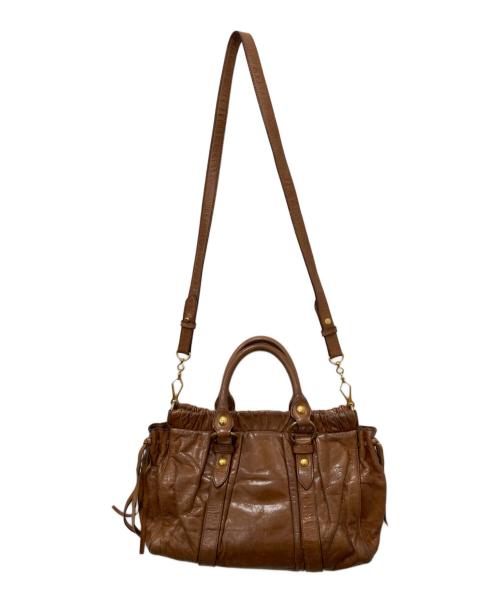 MIU MIU（ミュウミュウ）MIU MIU (ミュウミュウ) ヴィッテロ・リュクス2WAYレザーバッグ ブラウン サイズ:下記参照の古着・服飾アイテム