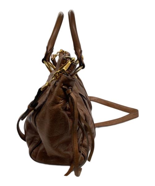 MIU MIU（ミュウミュウ）MIU MIU (ミュウミュウ) ヴィッテロ・リュクス2WAYレザーバッグ ブラウン サイズ:下記参照の古着・服飾アイテム