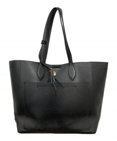 y2k COLE HAAN トートバッグ　レザーフリンジ　ロゴ金具　プリーツ　黒 3083001686586315_01_0644w.jpeg