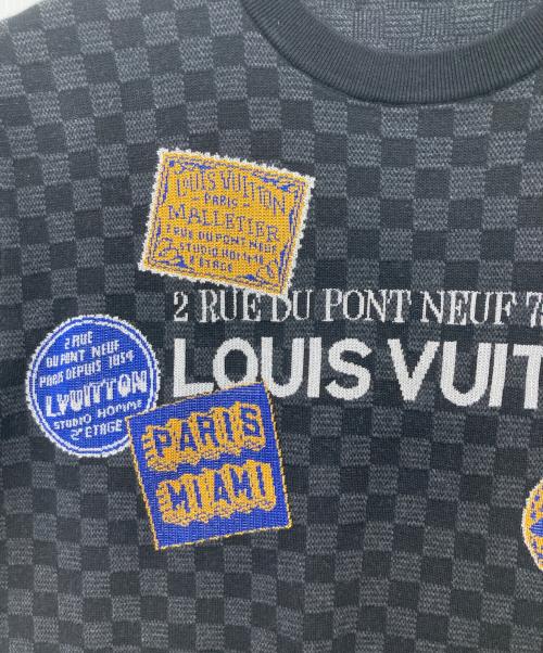 LOUIS VUITTON（ルイ ヴィトン）LOUIS VUITTON (ルイ ヴィトン) ダミエ ショートスリーブ シグネチャークルーネック ブラック サイズ:Mの古着・服飾アイテム