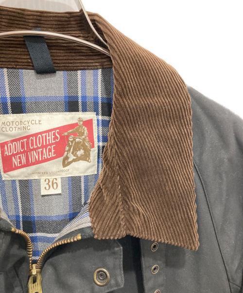 ADDICT CLOTHES（アディクト クローズ）ADDICT CLOTHES (アディクト クローズ) モーターサイクルオイルドコート / OILED BMC COAT ブラック サイズ:36の古着・服飾アイテム
