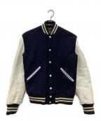 CATCH BALLキャッチボール）の古着「レザー切替スタジャン」｜ネイビー