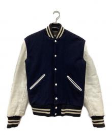 CATCH BALL（キャッチボール）の古着「レザー切替スタジャン」｜ネイビー