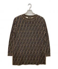 FENDI（フェンディ）の古着「ズッカ柄ウールニットワンピース」｜ブラウン×ブラック