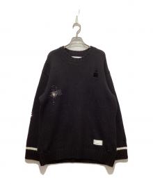 NEIGHBORHOOD（ネイバーフッド）の古着「SAVAGE CREWNECK SWEATER / サベージクルーネックニット」｜ブラック