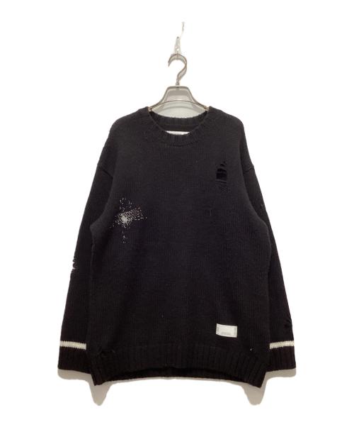 NEIGHBORHOOD（ネイバーフッド）NEIGHBORHOOD (ネイバーフッド) SAVAGE CREWNECK SWEATER / サベージクルーネックニット ブラック サイズ:Lの古着・服飾アイテム