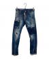 DSQUARED2（ディースクエアード）の古着「Dark Reveal Wash Sexy Twist Jeans」｜インディゴ