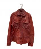 DIESELディーゼル）の古着「シワ加工ラムレザージャケット」｜レッド