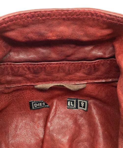 DIESEL（ディーゼル）DIESEL (ディーゼル) シワ加工ラムレザージャケット レッド サイズ:Sの古着・服飾アイテム