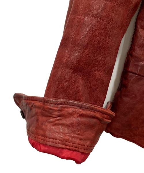 DIESEL（ディーゼル）DIESEL (ディーゼル) シワ加工ラムレザージャケット レッド サイズ:Sの古着・服飾アイテム