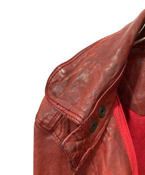 DIESEL（ディーゼル）DIESEL (ディーゼル) シワ加工ラムレザージャケット レッド サイズ:Sの古着・服飾アイテム