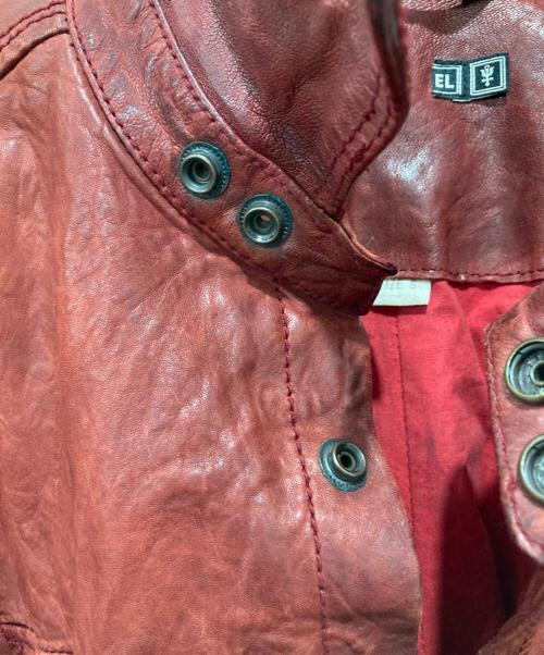 DIESEL（ディーゼル）DIESEL (ディーゼル) シワ加工ラムレザージャケット レッド サイズ:Sの古着・服飾アイテム