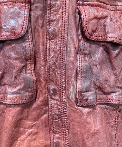 DIESEL（ディーゼル）DIESEL (ディーゼル) シワ加工ラムレザージャケット レッド サイズ:Sの古着・服飾アイテム