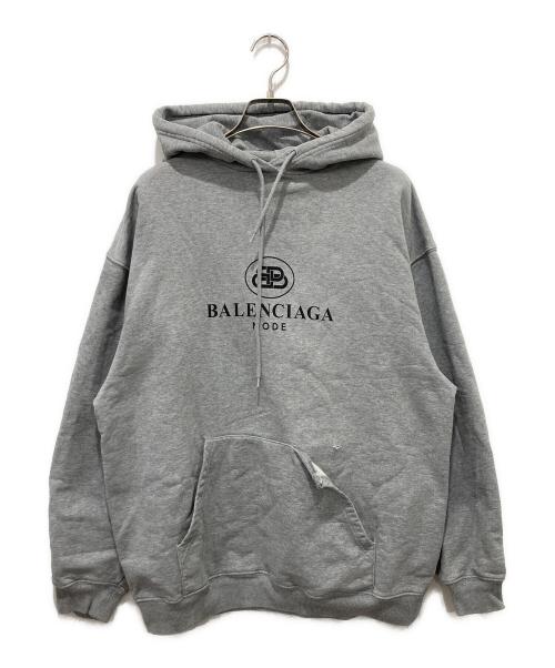 BALENCIAGA（バレンシアガ）BALENCIAGA (バレンシアガ) BBモードロゴプリントパーカー グレー サイズ:Mの古着・服飾アイテム