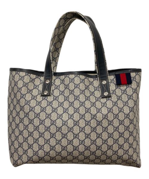 GUCCI（グッチ）GUCCI (グッチ) シェリーラインPVCトートバッグ ネイビーの古着・服飾アイテム