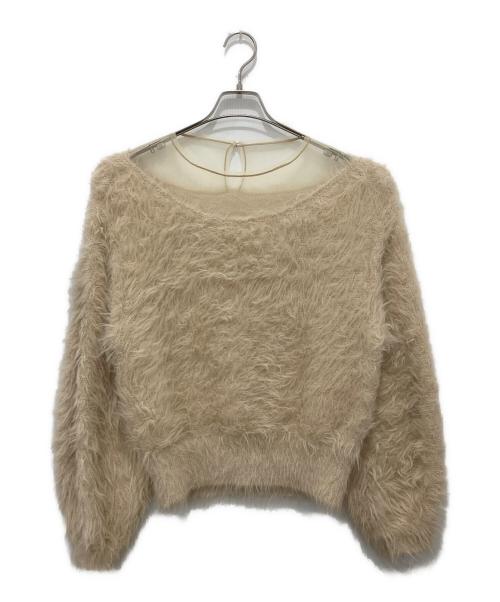 Noble（ノーブル）Noble (ノーブル) シアーコンビ フェザーニット ベージュ サイズ:FREEの古着・服飾アイテム