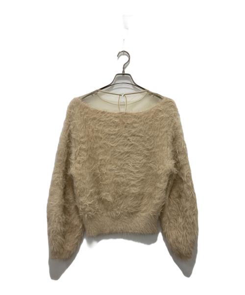 Noble（ノーブル）Noble (ノーブル) シアーコンビ フェザーニット ベージュ サイズ:FREEの古着・服飾アイテム