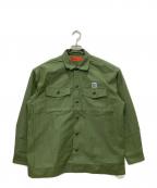 RADIALLラディアル）の古着「HAMMOND - OPEN COLLARED SHIRT L/S / オープンカラーワークシャツ」｜カーキ