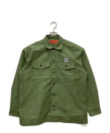 RADIALL（ラディアル）の古着「HAMMOND - OPEN COLLARED SHIRT L/S / オープンカラーワークシャツ」｜カーキ