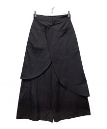 TREEMINGBIRD（トリミングバード）の古着「Wrap Double-layered Pants / ラップ ダブル レイヤード パンツ」｜ブラック