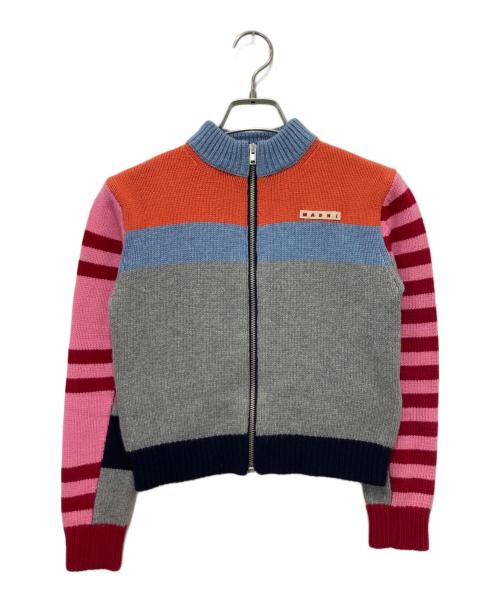 MARNI（マルニ）MARNI (マルニ) カシミアブレンドワンポイントブランドロゴジップアップニット マルチカラー サイズ:10の古着・服飾アイテム