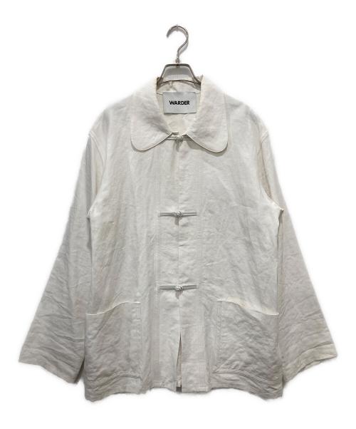 WARDER（ワーダー）WARDER (ワーダー) LINEN PIGMENT CHINESE JACKET ホワイト サイズ:Lの古着・服飾アイテム