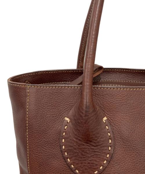 genten（ゲンテン）genten (ゲンテン) レザートートバッグ ブラウンの古着・服飾アイテム
