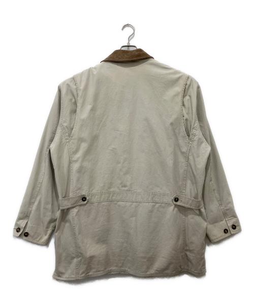 L.L.Bean（エルエルビーン）L.L.Bean (エルエルビーン) レザー切替カバーオール ホワイト×ブラウン サイズ:XLの古着・服飾アイテム
