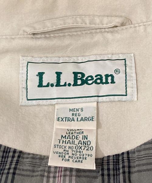 L.L.Bean（エルエルビーン）L.L.Bean (エルエルビーン) レザー切替カバーオール ホワイト×ブラウン サイズ:XLの古着・服飾アイテム