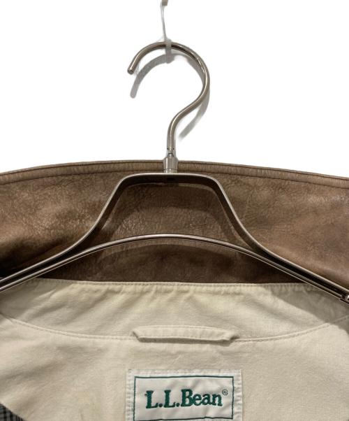 L.L.Bean（エルエルビーン）L.L.Bean (エルエルビーン) レザー切替カバーオール ホワイト×ブラウン サイズ:XLの古着・服飾アイテム