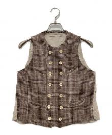 45R（フォーティファイブ・アール）の古着「綿麻ツイードのダブルベスト」｜ブラウン