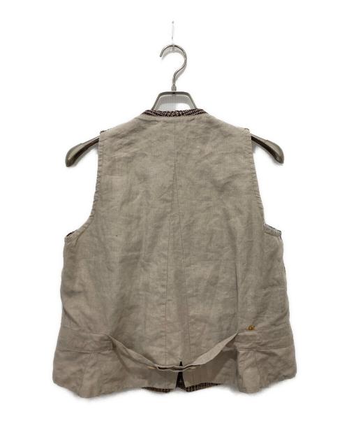 45R（フォーティファイブ・アール）45R (フォーティファイブ・アール) 綿麻ツイードのダブルベスト ブラウン サイズ:2の古着・服飾アイテム