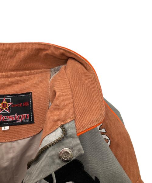 JH Design（ジェイエイチデザイン）JH Design (ジェイエイチデザイン) Bettyデザインレーシングジャケット グレー×ブラウン サイズ:Lの古着・服飾アイテム