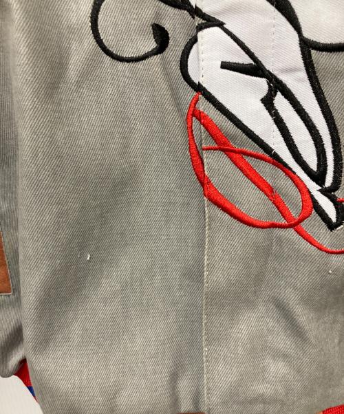 JH Design（ジェイエイチデザイン）JH Design (ジェイエイチデザイン) Bettyデザインレーシングジャケット グレー×ブラウン サイズ:Lの古着・服飾アイテム