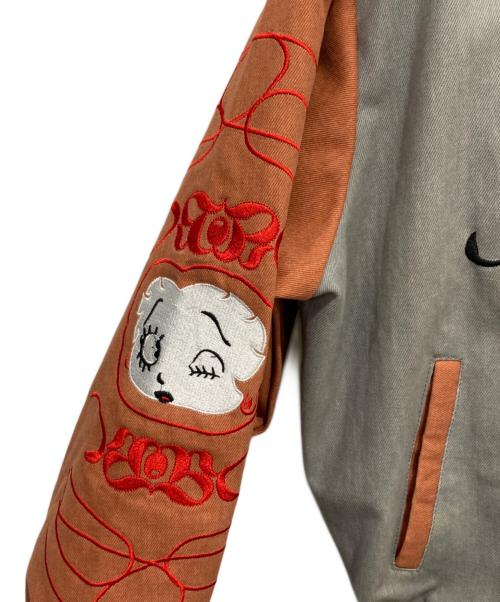 JH Design（ジェイエイチデザイン）JH Design (ジェイエイチデザイン) Bettyデザインレーシングジャケット グレー×ブラウン サイズ:Lの古着・服飾アイテム